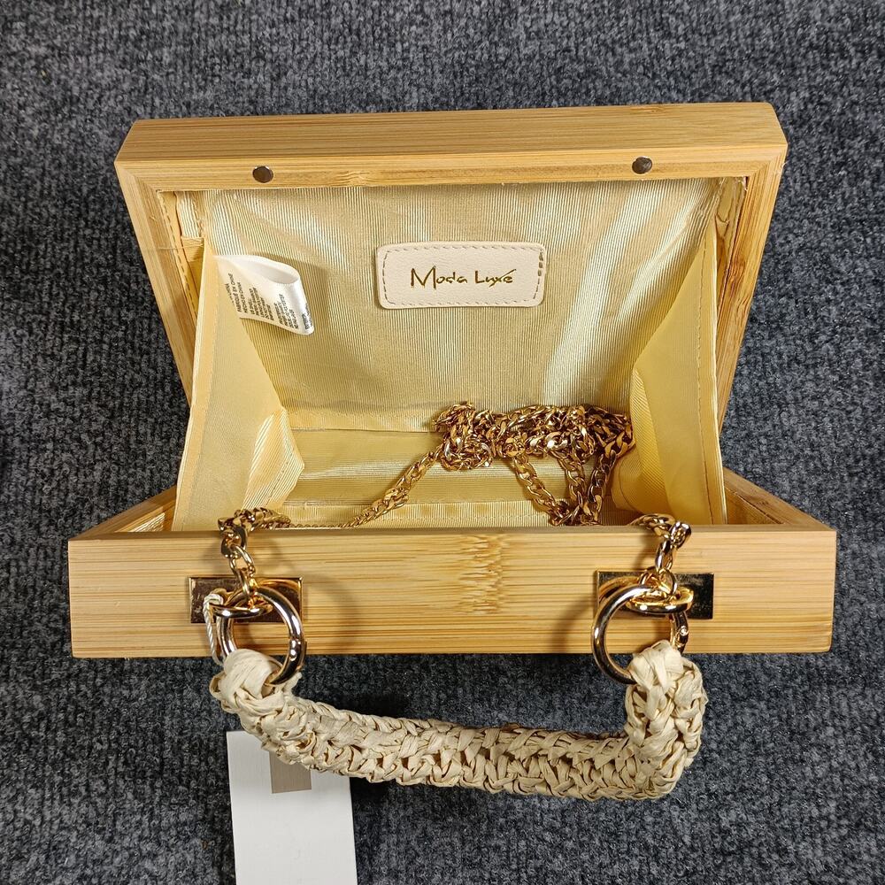 Moda Luxe Box Purse Women Rainbow Wooden Top Handle Crossbody Bag - Picture 8 of 11